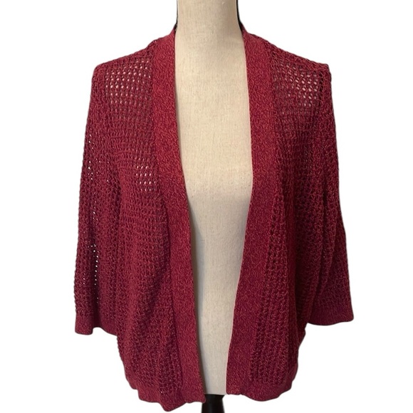 ALIA Plus No Size Tag Open Front Cardigan Burgundy Berry Color EUC Long Sleeve - Picture 1 of 9